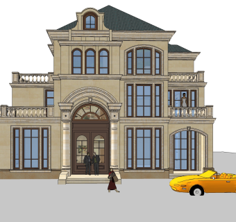 欧式别墅外观草图大师模型，SU模型免费下载