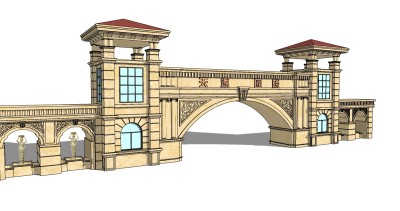 欧式入口大门SU模型下载，入口大门草图大师模型下载
