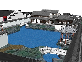 苏州网师园sketchup模型，苏州网师园建筑模型下载