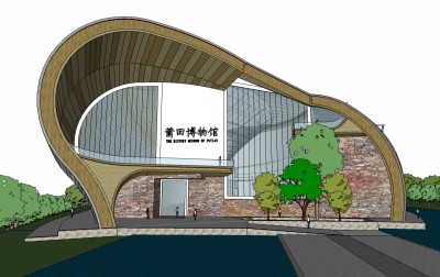 现代莆田博物馆草图大师模型，博物馆sketchup模型下载