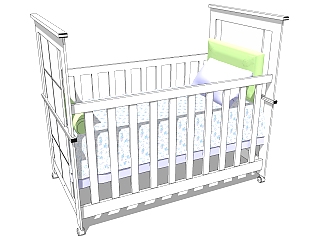 <em>美式</em>婴儿床草图大师模型，婴儿床skb文件下载