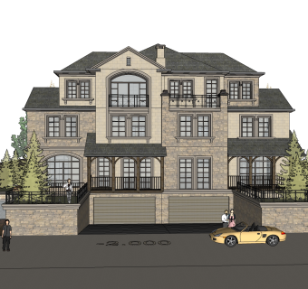 欧式别墅外观草图大师模型，SU模型免费下载