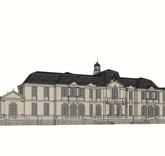 欧式酒店草图大师模型，酒店sketchup模型免费下载