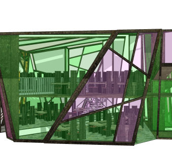 现代售楼处建筑方案草图大师模型，售楼部建筑sketchup模型免费下载