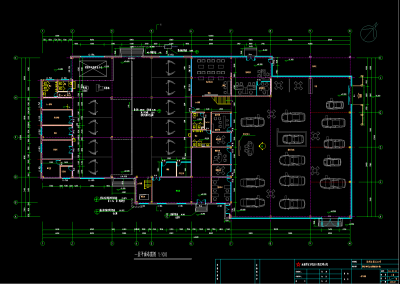 雪佛兰4S店建筑CAD装修图，汽车专卖店CAD图纸下载