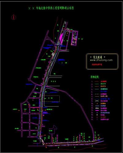 某市城北集中供热管网障碍分布图CAD图纸下载