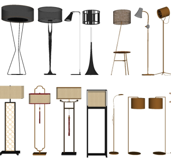 新中式落地灯草图大师模型，落地灯sketchup模型下载