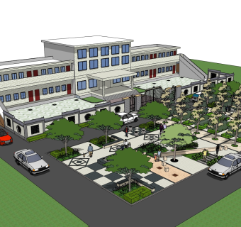 现代办公楼草图大师模型，办公楼sketchup模型免费下载