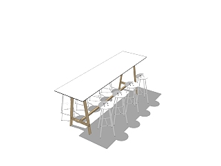 现代白色简约会议桌su模型，会议桌sketchup模型下载