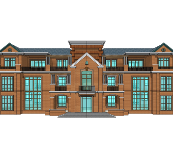 欧式联排别墅su模型，别墅sketchup模型下载