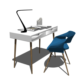 现代书桌草图大师模型下载、现代书桌su模型下载