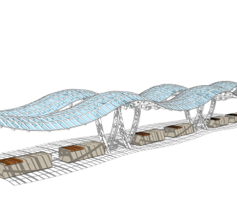 工业风雨棚草图大师模型，雨棚sketchup模型下载