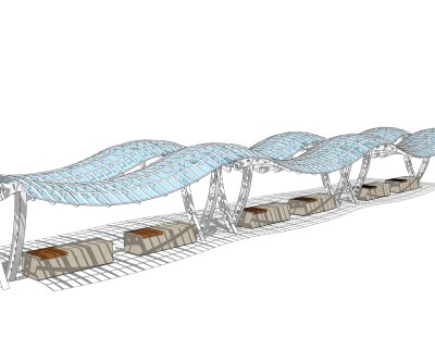 工业风雨棚草图大师模型，雨棚sketchup模型下载