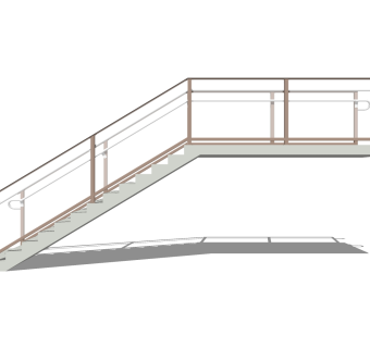 现代钢结构单跑楼梯草图大师模型，钢结构单跑楼梯sketchup模型免费下载