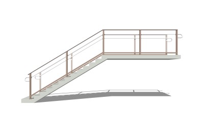 现代钢结构单跑楼梯草图大师模型，钢结构单跑楼梯sketchup模型免费下载