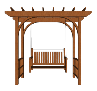 中式实木秋千吊椅草图大师模型，吊椅su模型下载