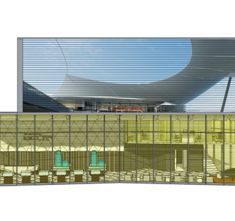 现代售楼处建筑方案草图大师模型，售楼部建筑sketchup模型免费下载