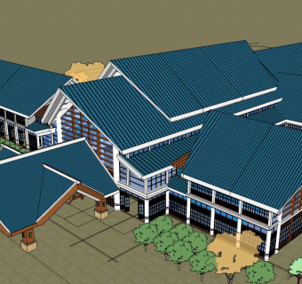 新中式酒店草图大师模型下载、酒店su模型下载