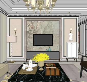 高端新中式家装SU模型集下载