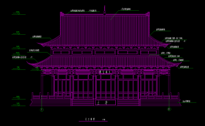 大雄宝殿建筑图纸，宝殿CAD建筑图纸下载