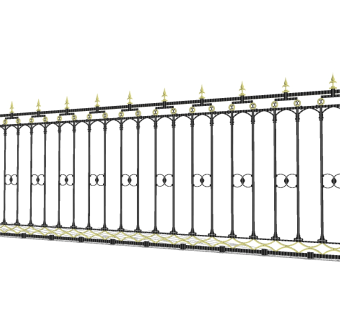欧式铁艺景观墙围墙草图大师模型，铁艺景观墙围墙sketchup模型下载