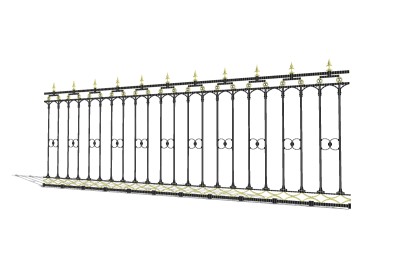 欧式铁艺景观墙围墙草图大师模型，铁艺景观墙围墙sketchup模型下载
