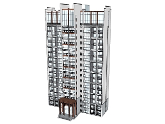 中式公寓草图大师模型，公寓su模型下载