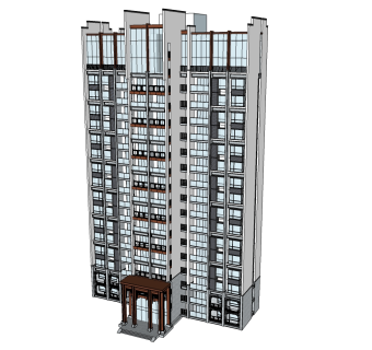 中式公寓草图大师模型，公寓su模型下载