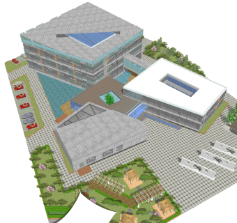 现代办公楼草图大师模型，办公楼sketchup模型免费下载