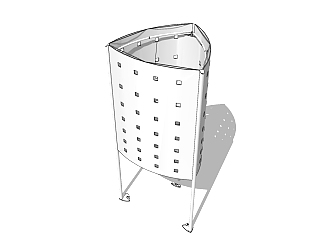 现代金属垃圾桶草图大师模型，垃圾桶SU模型下载