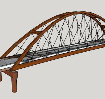 现代跨河大桥草图大师模型，跨河大桥su模型下载