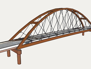 现代跨河<em>大桥</em>草图大师模型，跨河<em>大桥</em>su模型下载