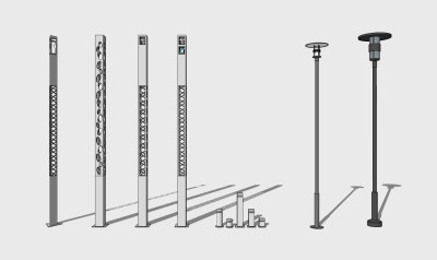 现代户外景观灯路灯su模型，户外景观灯sketchup模型下载