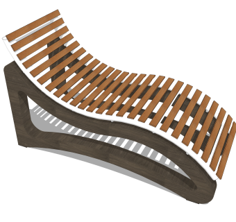 现代竹制躺椅草图大师模型，椅子sketchup模型下载