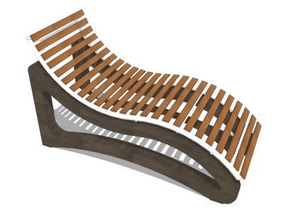 现代竹制躺椅草图大师模型，椅子sketchup模型下载
