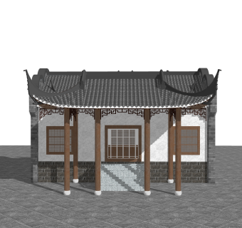 中式戏台SU模型，戏台SKB文件下载