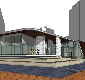 现代办公楼草图大师模型，办公楼sketchup模型免费下载