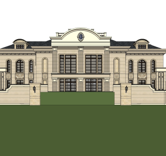 欧式联排别墅su模型，别墅skb文件下载