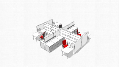 现代办工桌草图大师模型，办公桌sketchup模型，办公桌su素材下载