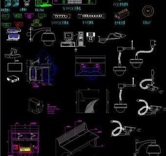 智能弱电安防监控图块施工图CAD图纸