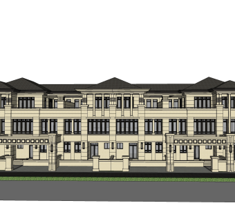 欧式别墅外观草图大师模型，SU模型免费下载