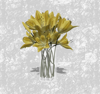 百合插花艺草图大师模型，花瓶艺术装饰sketchup模型下载