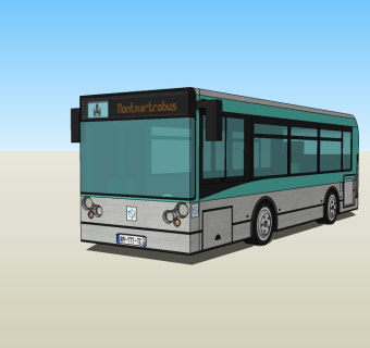 现代公交车草图大师模型，公交车sketchup模型