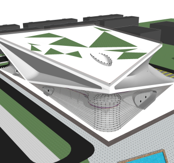 现代办公楼草图大师模型，办公楼sketchup模型免费下载