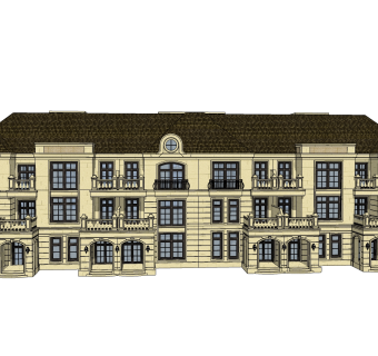 法式别墅外观草图大师模型，别墅外观sketchup模型免费下载