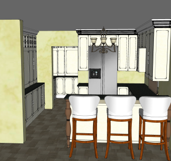 现代厨房柜免费su模型，厨房柜sketchup模型下载
