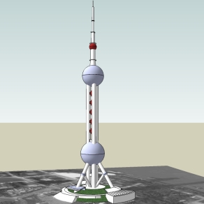 现代东方明珠电视塔su模型skp模型，电视塔sketchup模型skp文件分享