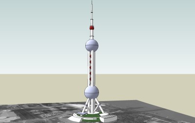 现代东方明珠电视塔su模型skp模型，电视塔sketchup模型skp文件分享