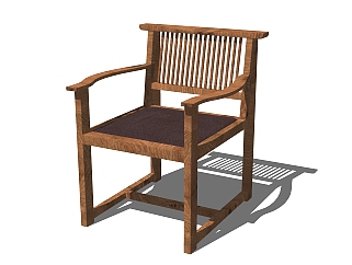 中式<em>实木单椅</em>草图大师模型，单椅sketchup模型下载