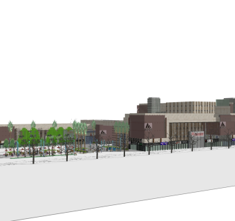 现代商业街草图大师模型，商业综合体sketchup模型免费下载